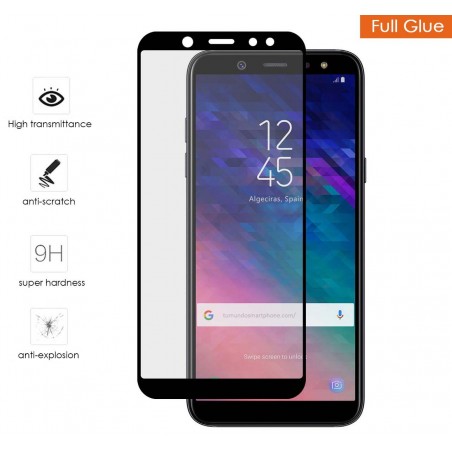 Protector Cristal Templado Completo Full Glue Negro para Samsung Galaxy A6 Plus (2018) Vidrio