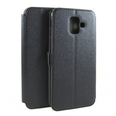 Funda Soporte Piel Negra para Samsung Galaxy A6 (2018) Flip Libro