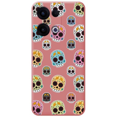 Funda Silicona Líquida Rosa para Oppo Reno 13 5G diseño Catrina Dibujos