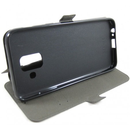 Funda Soporte Piel Negra para Samsung Galaxy A6 (2018) Flip Libro