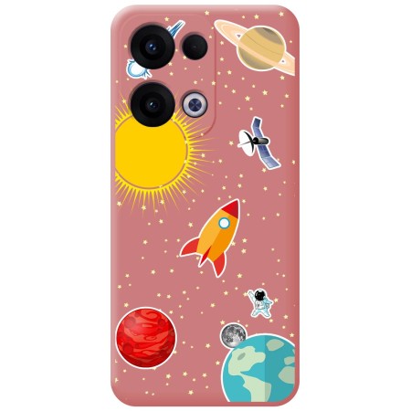 Funda Silicona Líquida Rosa para Oppo Reno 13 5G diseño Espacio Dibujos