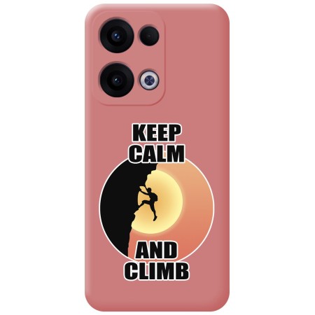 Funda Silicona Líquida Rosa para Oppo Reno 13 5G diseño Hombre Escalada Dibujos