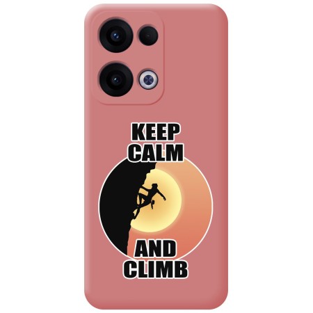 Funda Silicona Líquida Rosa para Oppo Reno 13 5G diseño Mujer Escalada Dibujos