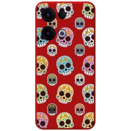 Funda Silicona Líquida Roja para Oppo Reno 13 5G diseño Catrina Dibujos