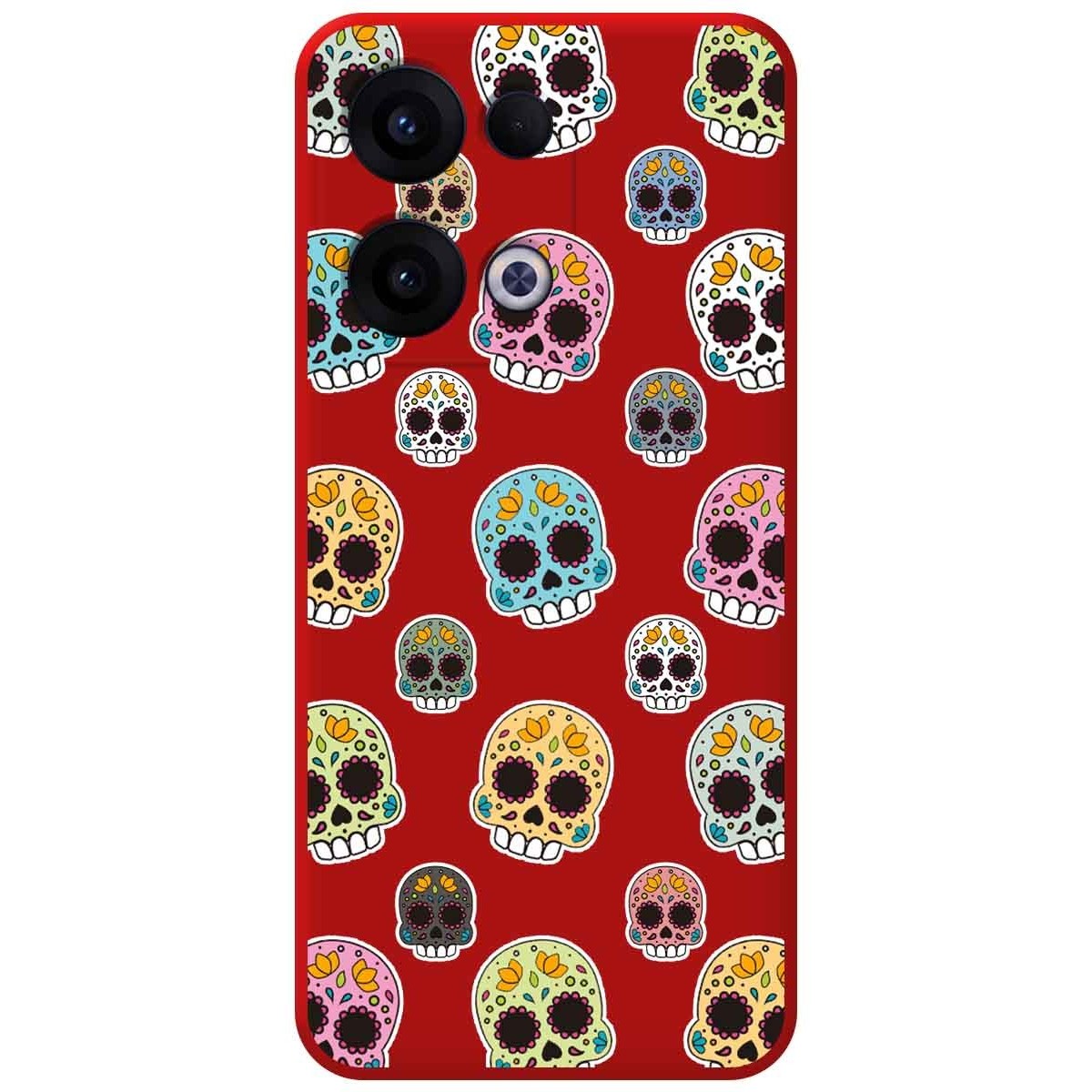 Funda Silicona Líquida Roja para Oppo Reno 13 5G diseño Catrina Dibujos