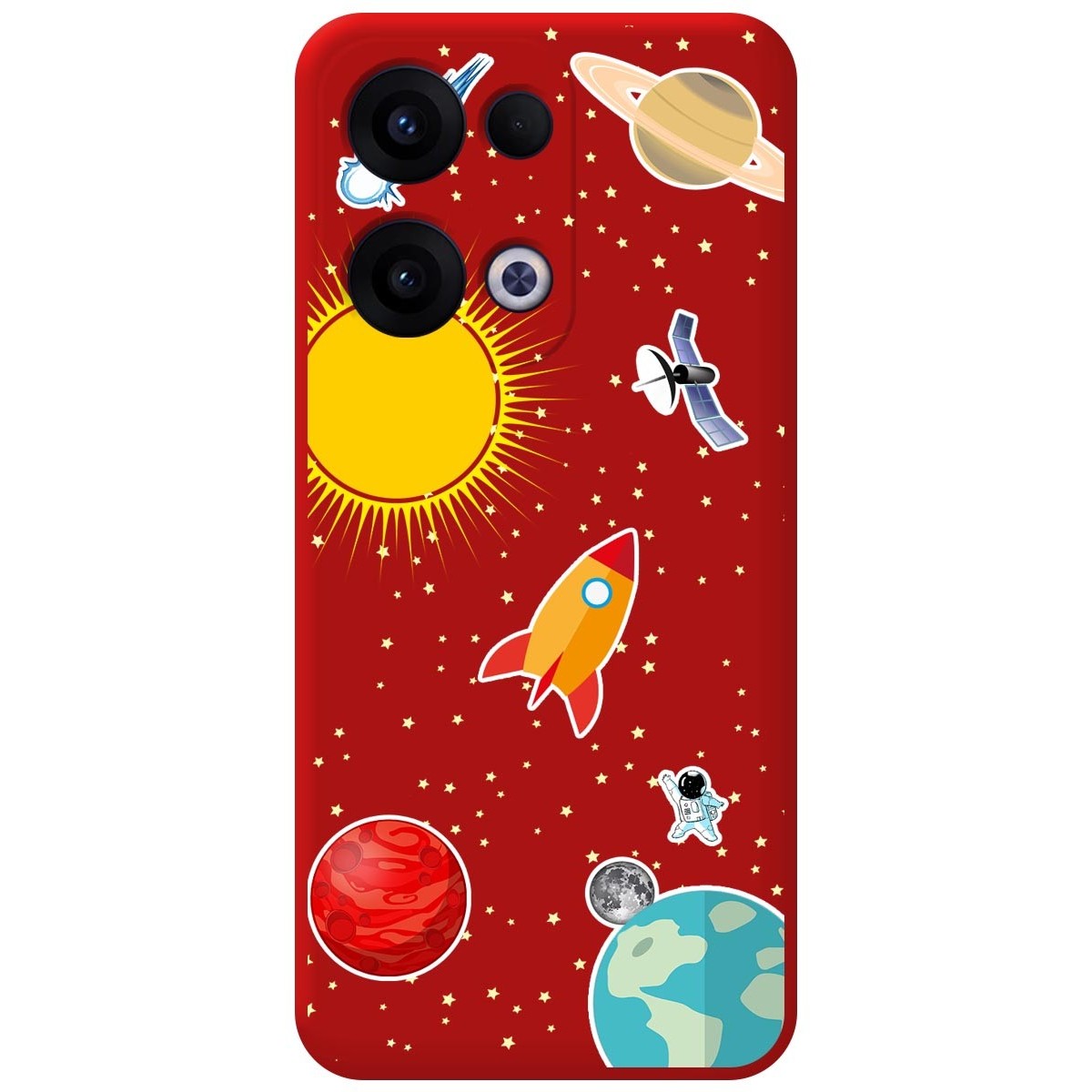 Funda Silicona Líquida Roja para Oppo Reno 13 5G diseño Espacio Dibujos