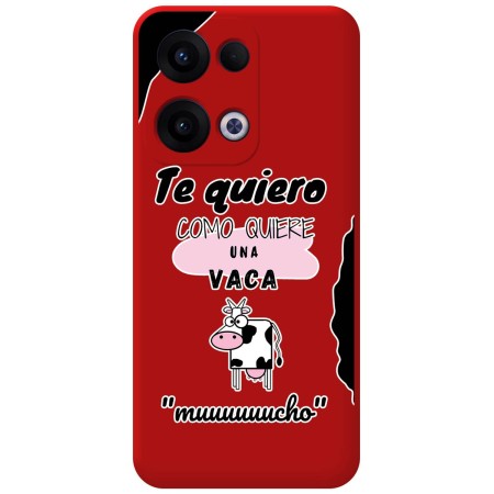 Funda Silicona Líquida Roja para Oppo Reno 13 5G diseño Vaca Dibujos