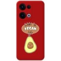 Funda Silicona Líquida Roja para Oppo Reno 13 5G diseño Vegan Life Dibujos