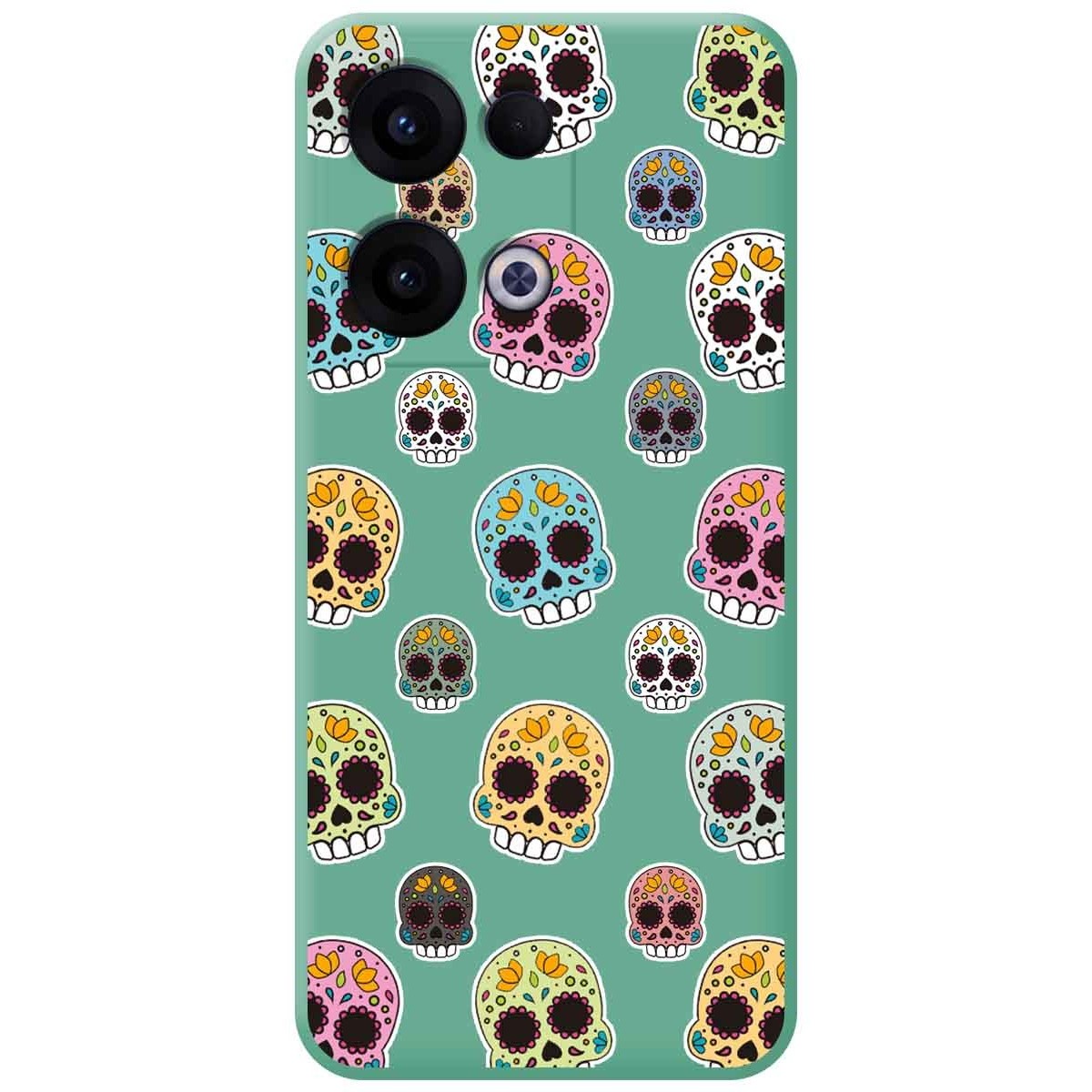 Funda Silicona Líquida Verde para Oppo Reno 13 5G diseño Catrina Dibujos