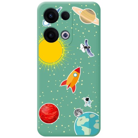 Funda Silicona Líquida Verde para Oppo Reno 13 5G diseño Espacio Dibujos