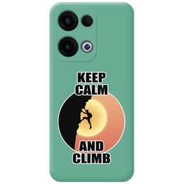 Funda Silicona Líquida Verde para Oppo Reno 13 5G diseño Hombre Escalada Dibujos