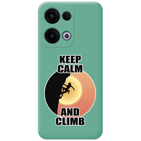 Funda Silicona Líquida Verde para Oppo Reno 13 5G diseño Mujer Escalada Dibujos