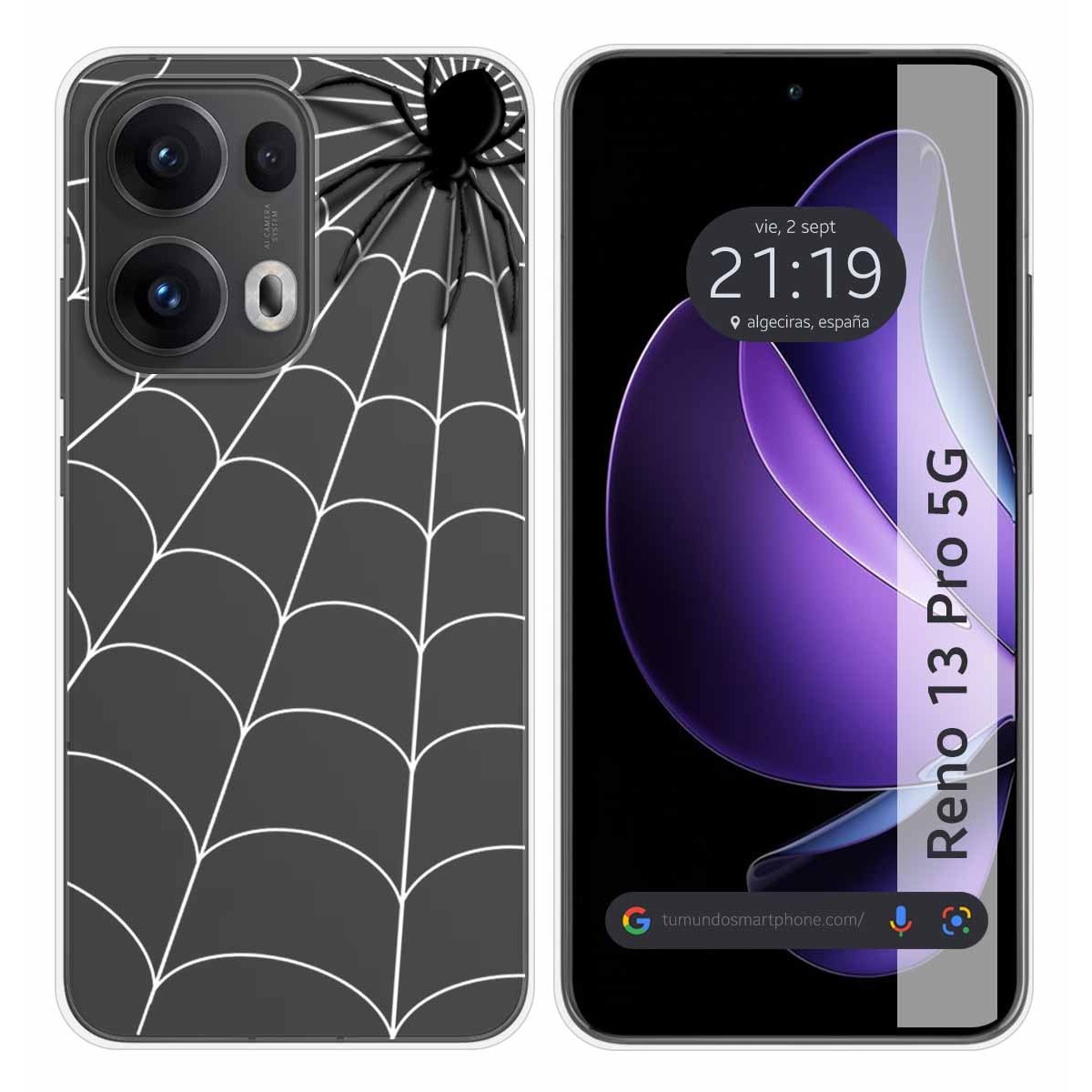 Funda Silicona Transparente para Oppo Reno 13 Pro 5G diseño Araña Dibujos