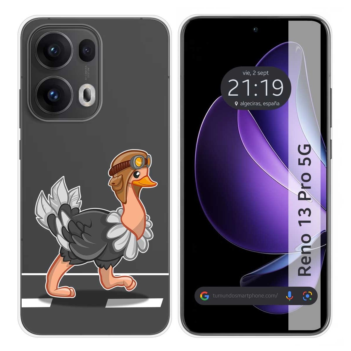 Funda Silicona Transparente para Oppo Reno 13 Pro 5G diseño Avestruz Dibujos
