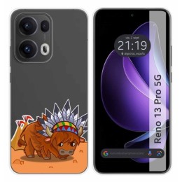 Funda Silicona Transparente para Oppo Reno 13 Pro 5G diseño Bufalo Dibujos