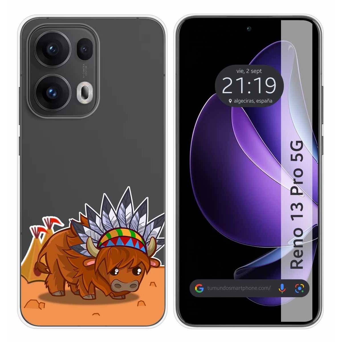 Funda Silicona Transparente para Oppo Reno 13 Pro 5G diseño Bufalo Dibujos