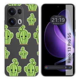Funda Silicona Transparente para Oppo Reno 13 Pro 5G diseño Cactus Dibujos