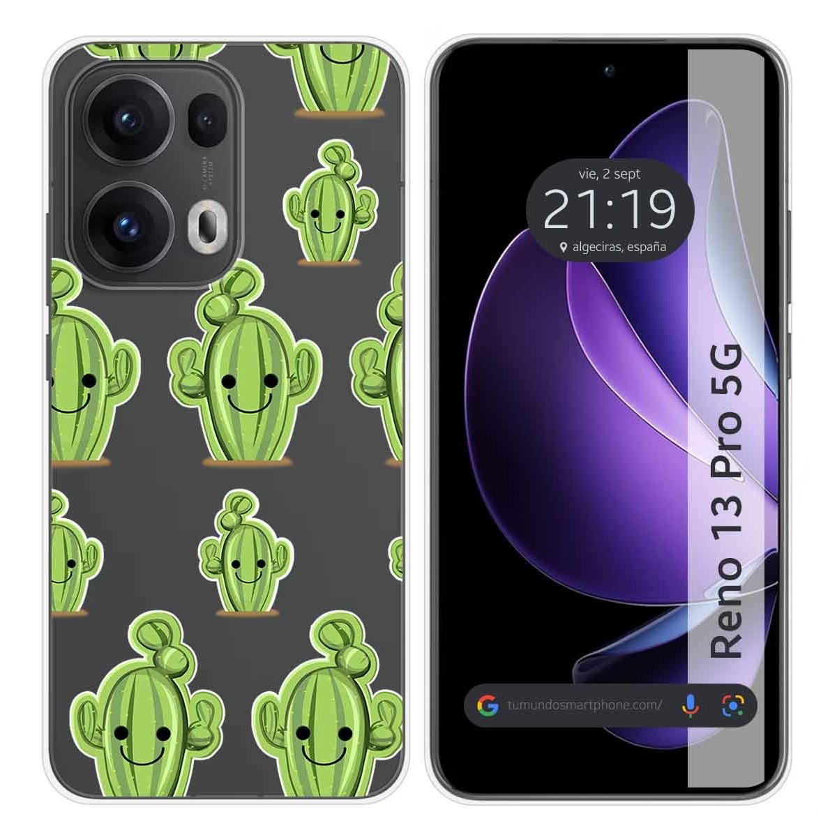 Funda Silicona Transparente para Oppo Reno 13 Pro 5G diseño Cactus Dibujos