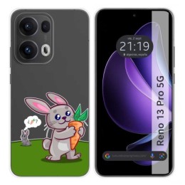 Funda Silicona Transparente para Oppo Reno 13 Pro 5G diseño Conejo Dibujos