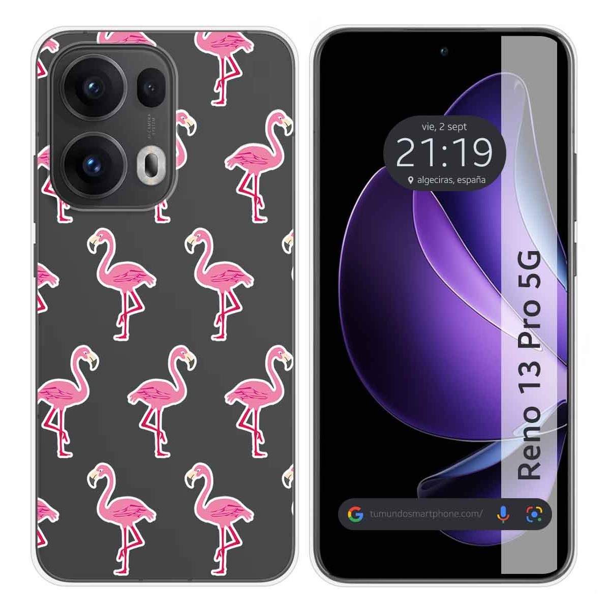 Funda Silicona Transparente para Oppo Reno 13 Pro 5G diseño Flamenco Dibujos