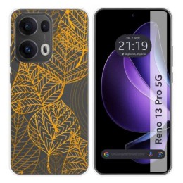 Funda Silicona Transparente para Oppo Reno 13 Pro 5G diseño Hojas Dibujos