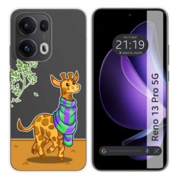 Funda Silicona Transparente para Oppo Reno 13 Pro 5G diseño Jirafa Dibujos
