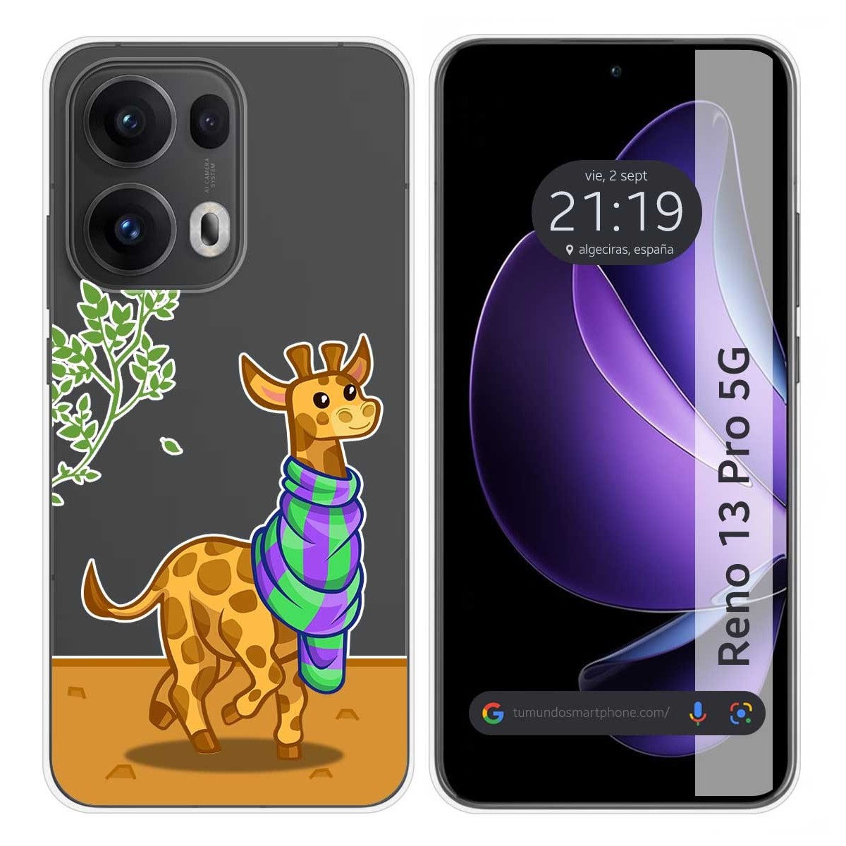 Funda Silicona Transparente para Oppo Reno 13 Pro 5G diseño Jirafa Dibujos