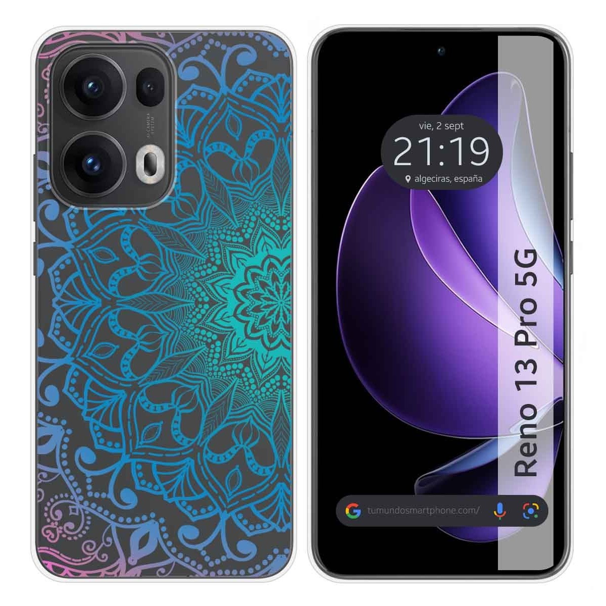 Funda Silicona Transparente para Oppo Reno 13 Pro 5G diseño Mandala Dibujos