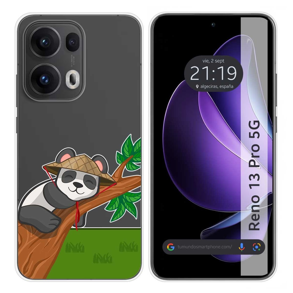 Funda Silicona Transparente para Oppo Reno 13 Pro 5G diseño Panda Dibujos