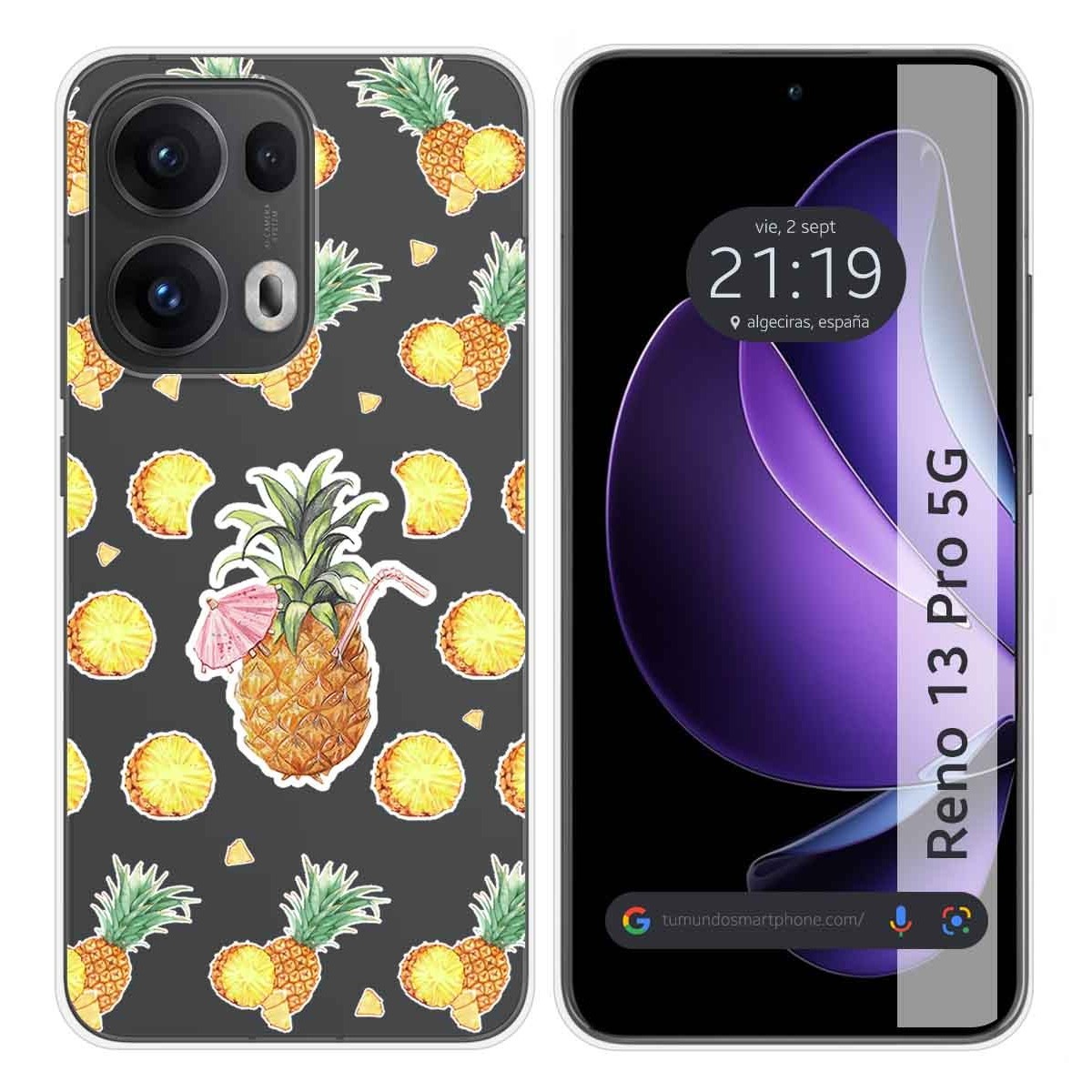 Funda Silicona Transparente para Oppo Reno 13 Pro 5G diseño Piña Dibujos
