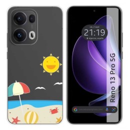 Funda Silicona Transparente para Oppo Reno 13 Pro 5G diseño Playa Dibujos