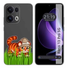 Funda Silicona Transparente para Oppo Reno 13 Pro 5G diseño Tigre Dibujos