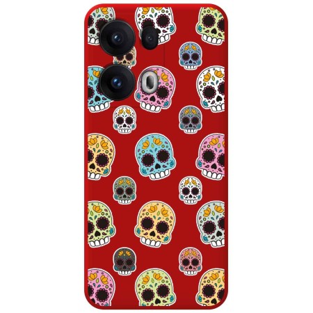 Funda Silicona Líquida Roja para Oppo Reno 13 Pro 5G diseño Catrina Dibujos