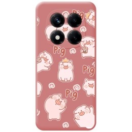Funda Silicona Líquida Rosa para Xiaomi Redmi Note 14 Pro 4G diseño Cerdos Dibujos