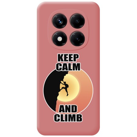 Funda Silicona Líquida Rosa para Xiaomi Redmi Note 14 Pro 4G diseño Hombre Escalada Dibujos