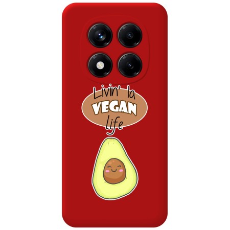 Funda Silicona Líquida Roja para Xiaomi Redmi Note 14 Pro 4G diseño Vegan Life Dibujos