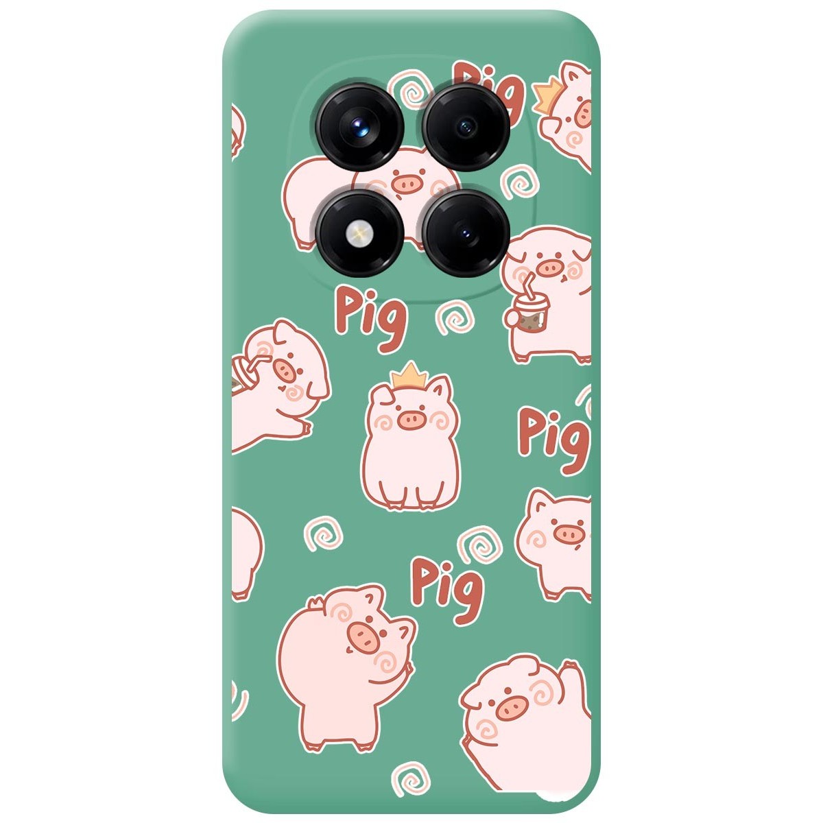 Funda Silicona Líquida Verde para Xiaomi Redmi Note 14 Pro 4G diseño Cerdos Dibujos