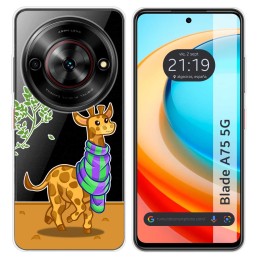 Funda Silicona Transparente para Zte Blade A75 5G diseño Jirafa Dibujos