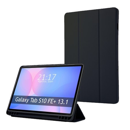 Funda con tapa Smart para Samsung Galaxy Tab S10 FE+ Plus color Negra