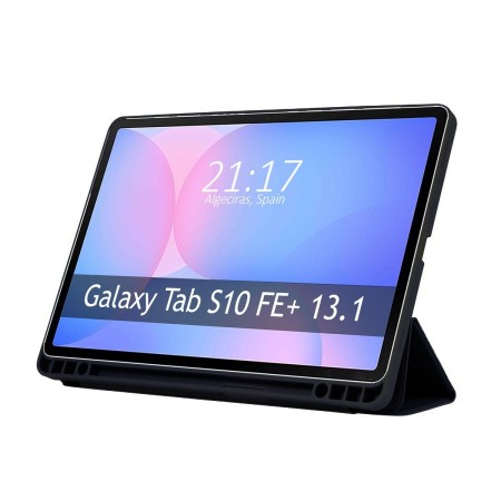 Funda con tapa Smart para Samsung Galaxy Tab S10 FE+ Plus color Negra