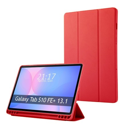 Funda con tapa Smart para Samsung Galaxy Tab S10 FE+ Plus color Roja