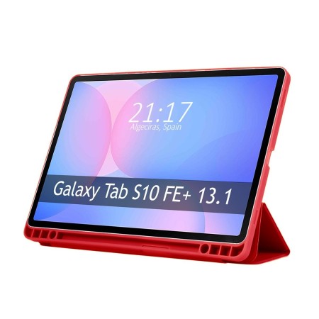 Funda con tapa Smart para Samsung Galaxy Tab S10 FE+ Plus color Roja