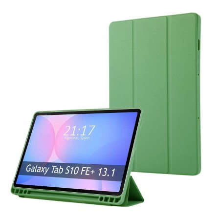 Funda con tapa Smart para Samsung Galaxy Tab S10 FE+ Plus color Verde