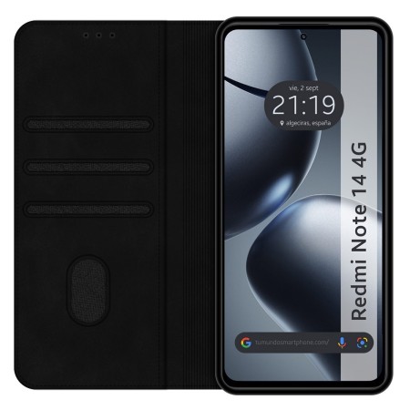 Funda Libro de Polipiel con tarjetero para Xiaomi Redmi Note 14 4G color Negra