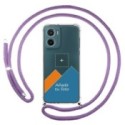 Personaliza tu Funda Colgante Transparente para Motorola Moto G05 / E15 con Cordon Morado Dibujo Personalizada