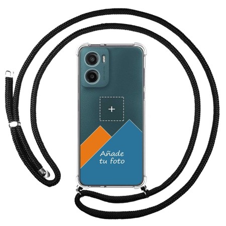 Personaliza tu Funda Colgante Transparente para Motorola Moto G05 / E15 con Cordon Negro Dibujo Personalizada