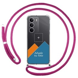 Personaliza tu Funda Colgante Transparente para Realme C75 con Cordon Rosa Fucsia Dibujo Personalizada