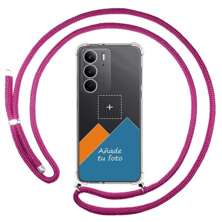 Personaliza tu Funda Colgante Transparente para Realme C75 con Cordon Rosa Fucsia Dibujo Personalizada