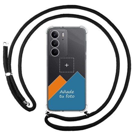 Personaliza tu Funda Colgante Transparente para Realme C75 con Cordon Negro Dibujo Personalizada