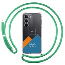 Personaliza tu Funda Colgante Transparente para Realme C75 con Cordon Verde Agua Dibujo Personalizada